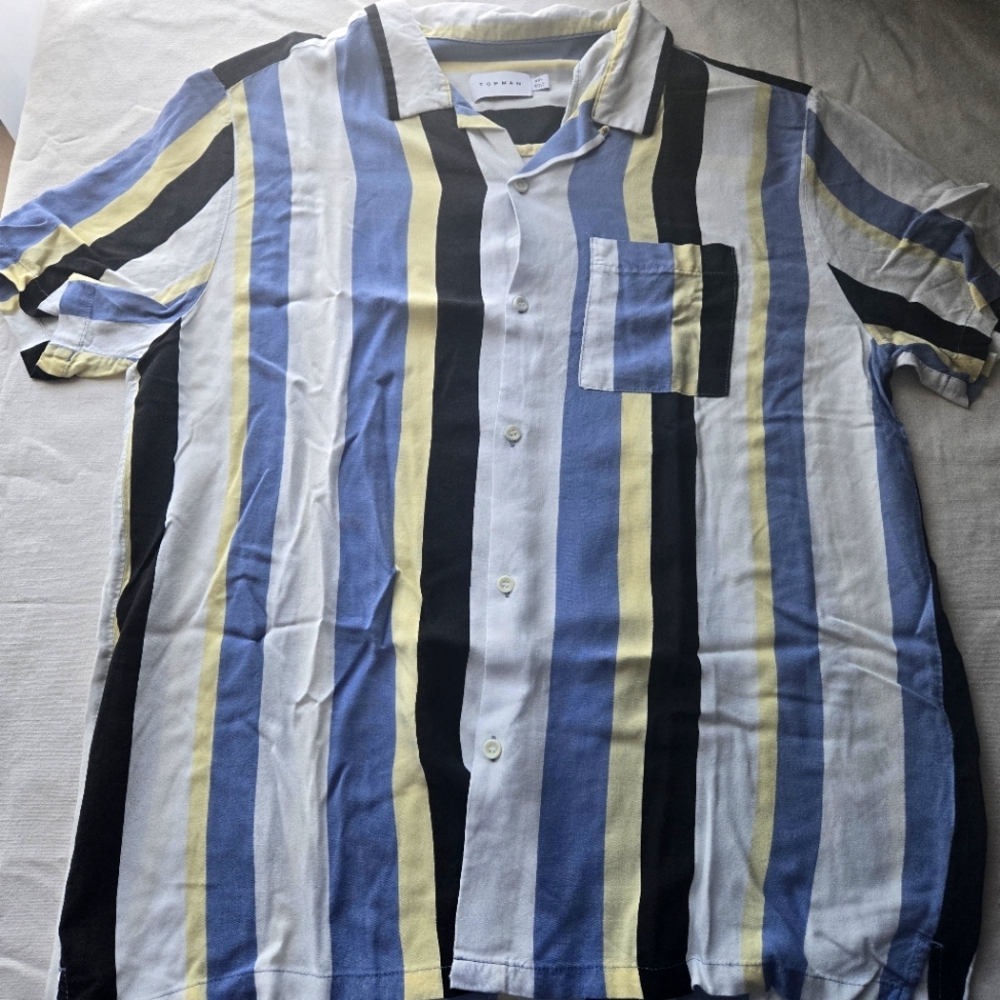 Topman Striped Button Down Tee